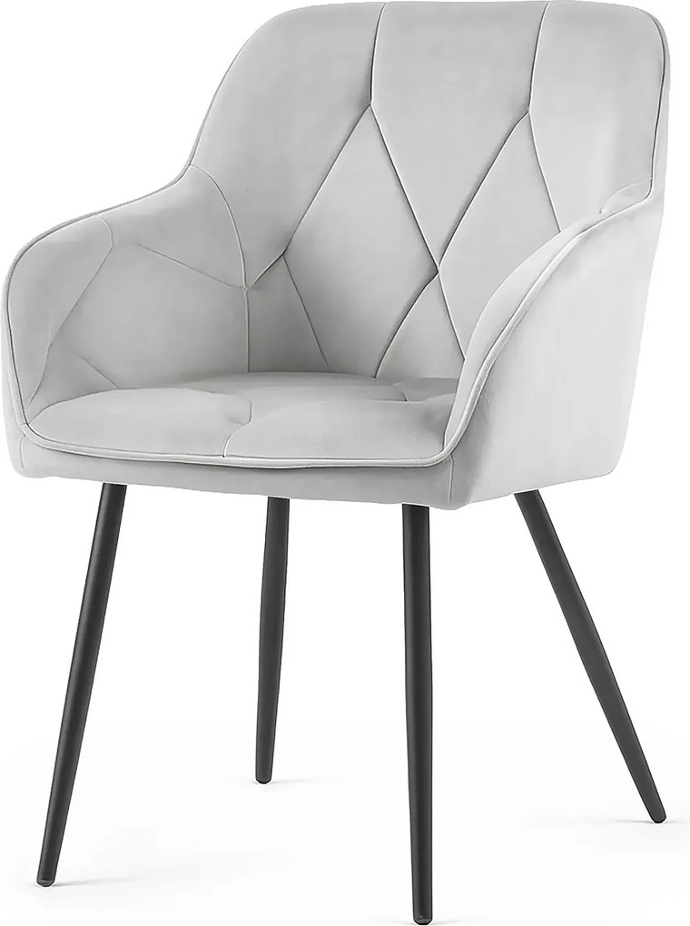 Zestaw 4 jasnoszarych krzeseł welurowych z pikowaniem Z5-E00