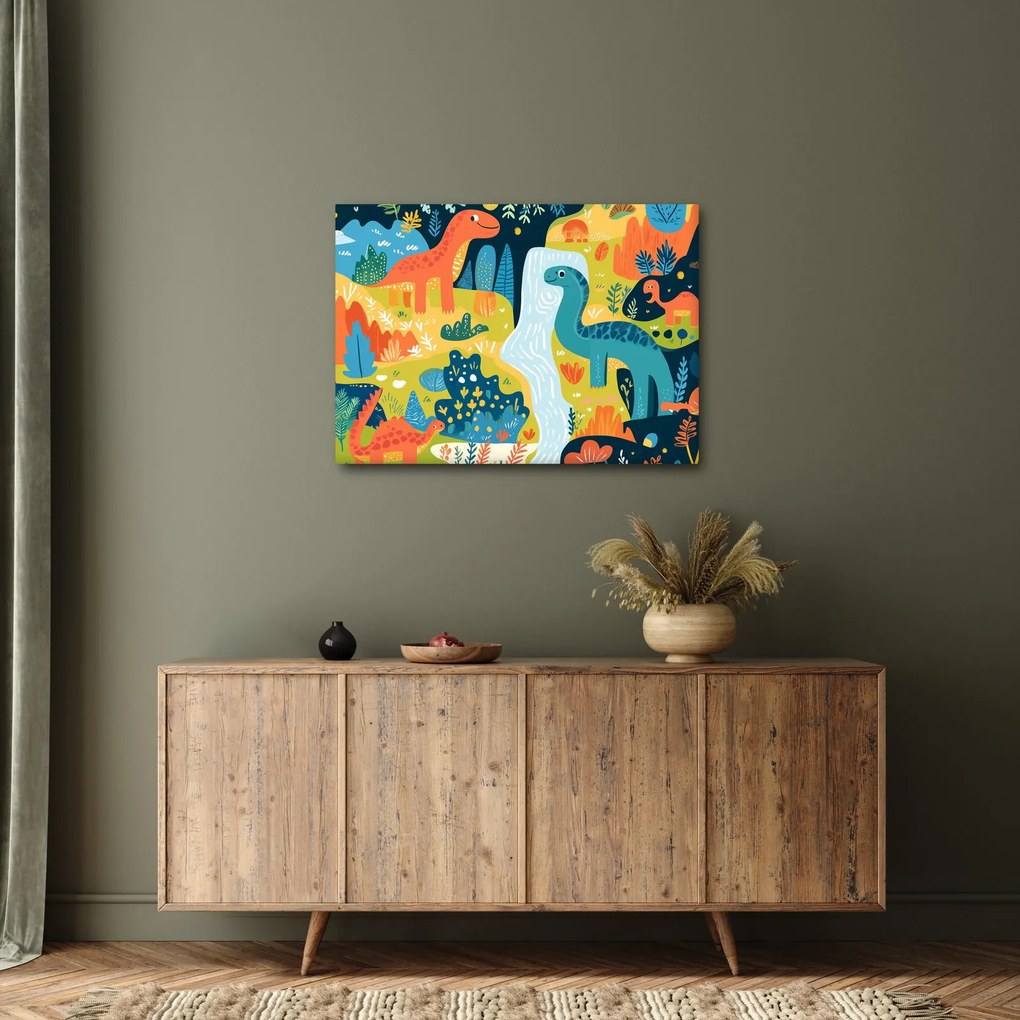 Obraz - Wesołe dinozaury (70x50 cm)