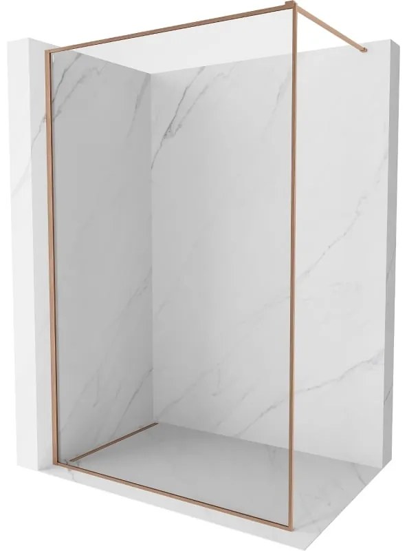 Mexen Kioto-F ścianka prysznicowa Walk-in z ramką 50 x 202 cm, transparent 8 mm, miedź szczotkowana - 800-050-104-65-00