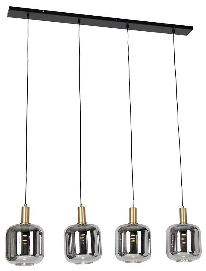 Lampa wisząca czarna ze złotem i dymionym szkłem w komplecie z 4 żarówkami PUCC - ZuzannaDesignerski Oswietlenie wewnetrzne