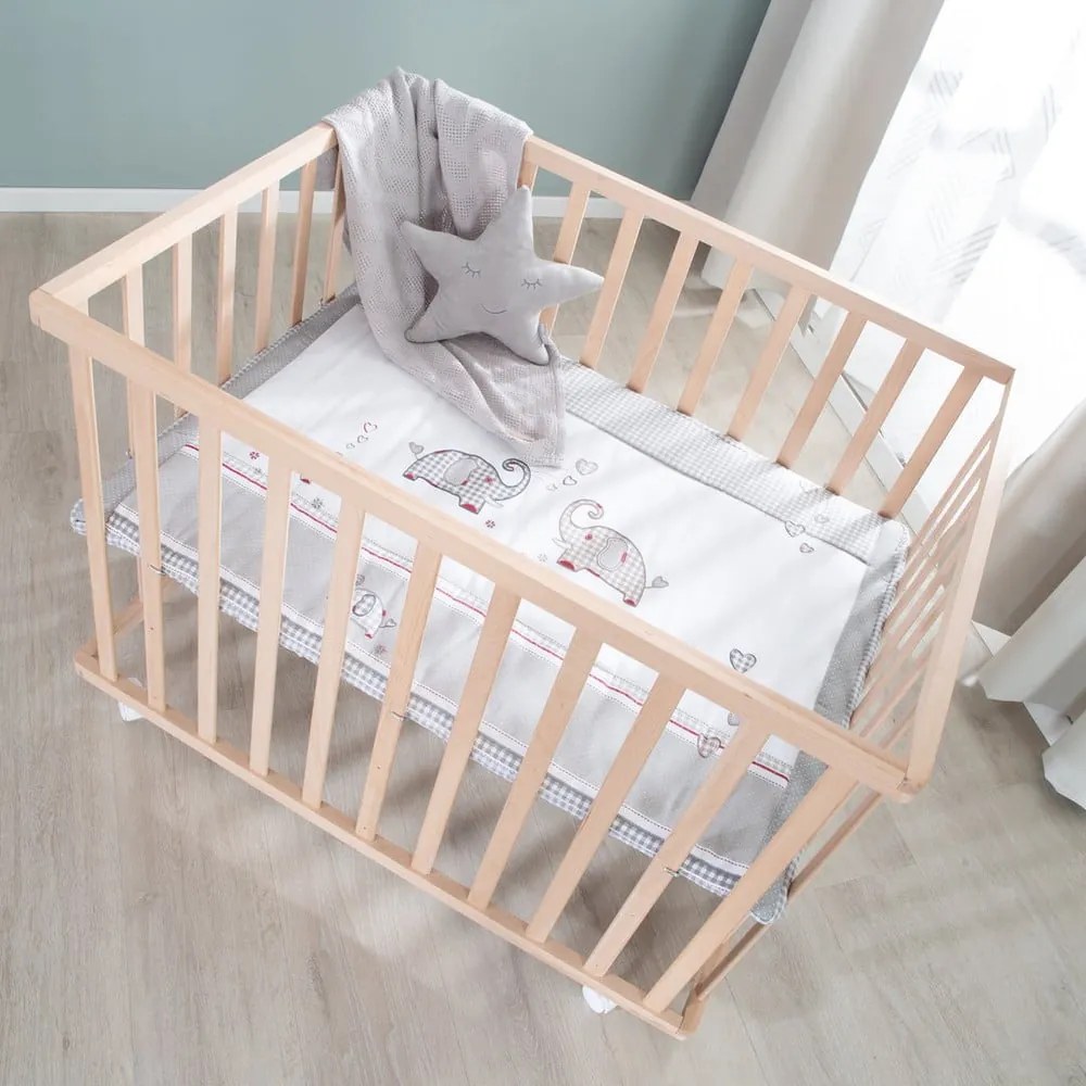Kojec dla dzieci na kółkach w naturalnym kolorze 100x75 cm Jumbo Twins – Roba