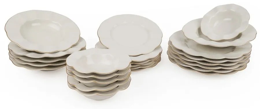 24-częściowy zestaw talerzy z porcelany Kutahya Waves