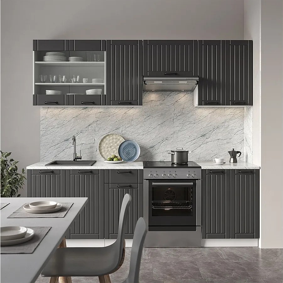 Aneks kuchenny antracytowy dom wiejski/biały 240x46x81.6 fame-line