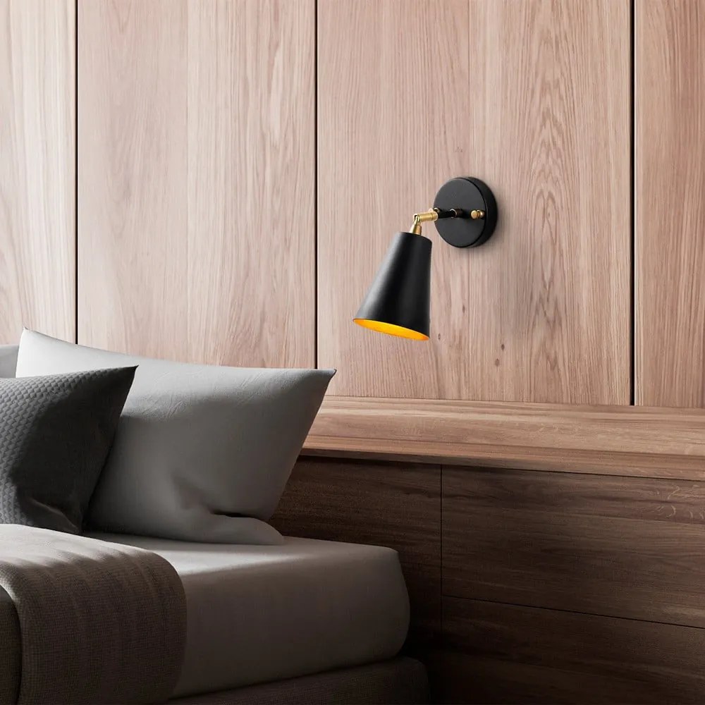 Czarny/w kolorze złota kinkiet ø 10 cm Evander – Opviq lights