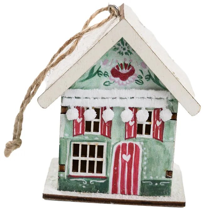Wiszący domek bożonarodzeniowy CHRISTMAS HOUSE drewniany - więcej wariantów