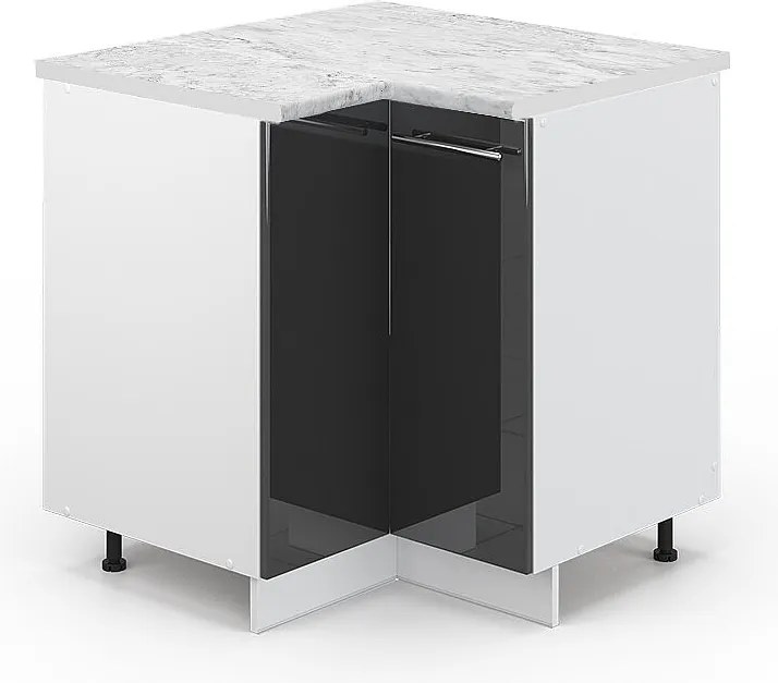 Szafka narożna antracyt wysoki połysk 80.5x60x82 fame-line