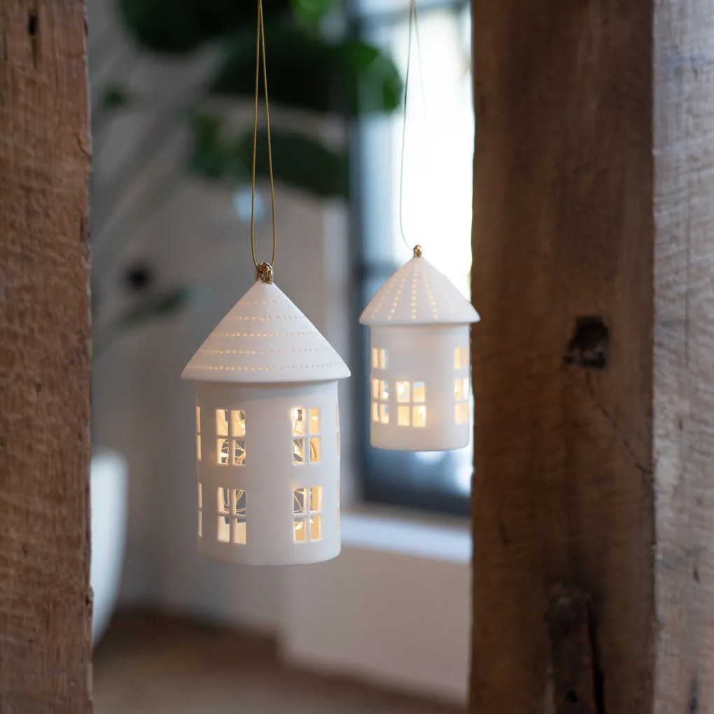 Wiszący porcelanowy świecznik LIGHTHOUSE okrągły - różne rozmiary Wielkość: L