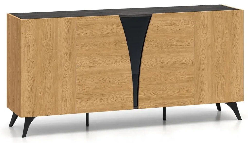 Komoda HESTIA 5D 170cm dąb/czarna ML MEBLE