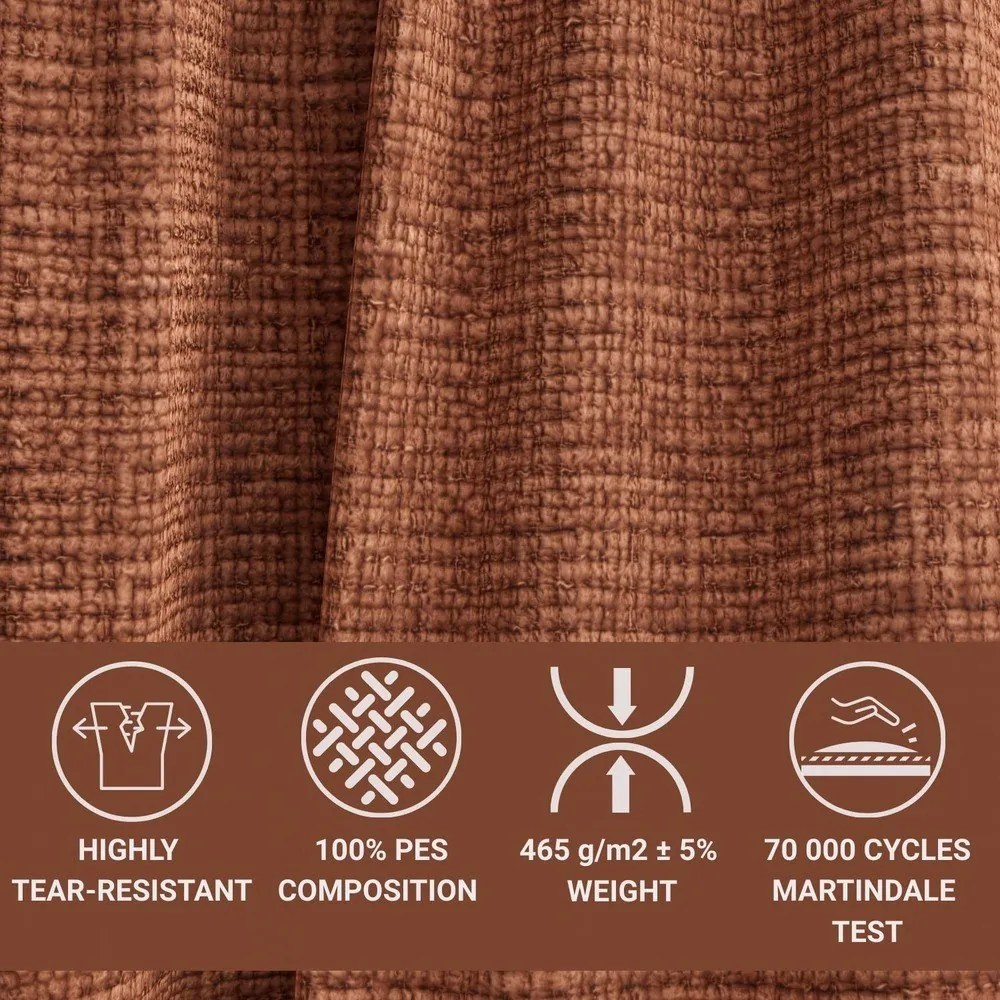 Narożnik z tkaniny szenilowej (lewostronny/w kształcie litery L) w kolorze miedzi Kirou – Maison de Rêve