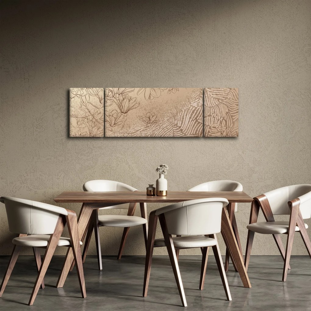 Obraz - Rysowane kwiaty (170x50 cm)