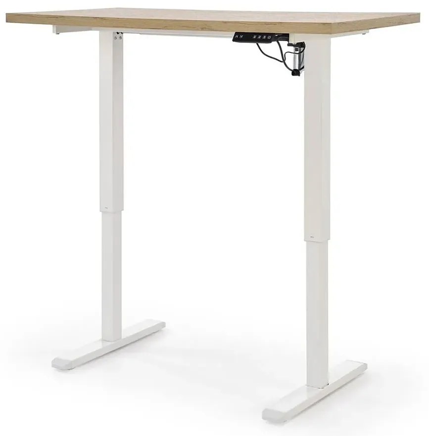 Elektryczne do pracy biurko na stojąco dąb artisan + biały T1-W43