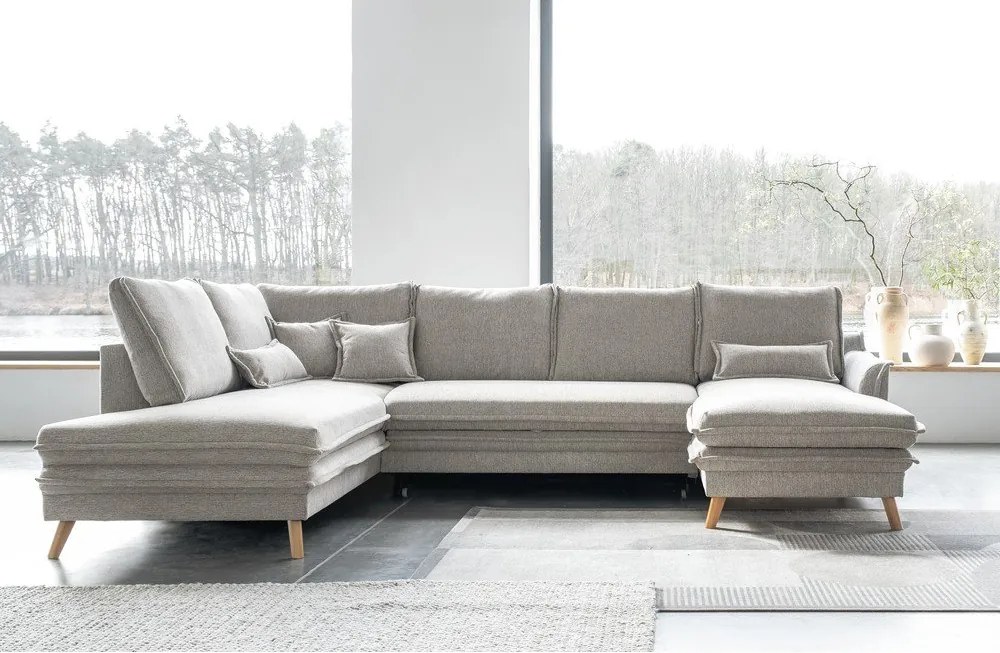 Beżowy rozkładany narożnik (lewostronny/w kształcie litery U) Charming Charlie – Miuform