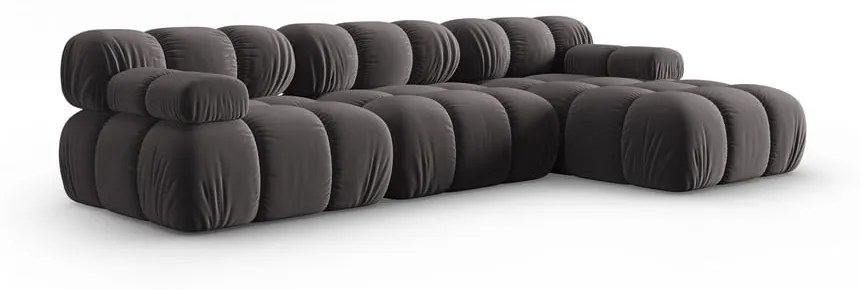 Ciemnoszara aksamitna sofa 285 cm Bellis – Micadoni Home