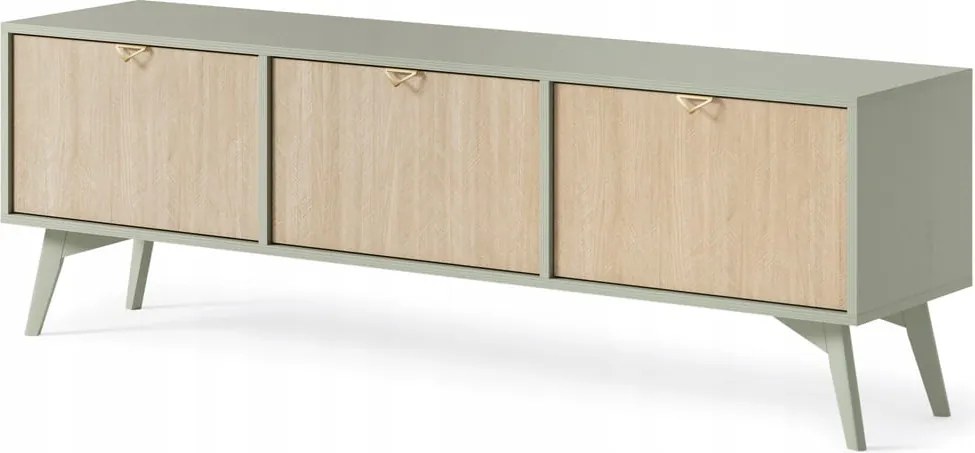 STOLIK RTV EUKALIPTUS JODEŁKA SCANDI 158x52x38 cm, drewniane nogi, FORESA