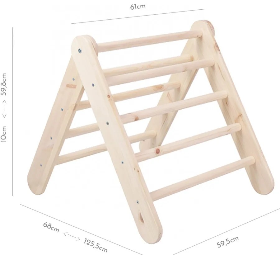 Duży domek z drabinką dla dzieci 112x61x94 cm składaną do pokoju. drewno, len, wiskoza, różowy domek, naturalna drabinka. - meowbaby®