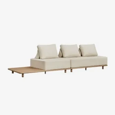 Sofa Ogrodowa Portet 2-częściowa Modułowa Z Leżanką I Stolikiem Bocznym Z Drewna Akacjowego Gardenia Biel - Sklum