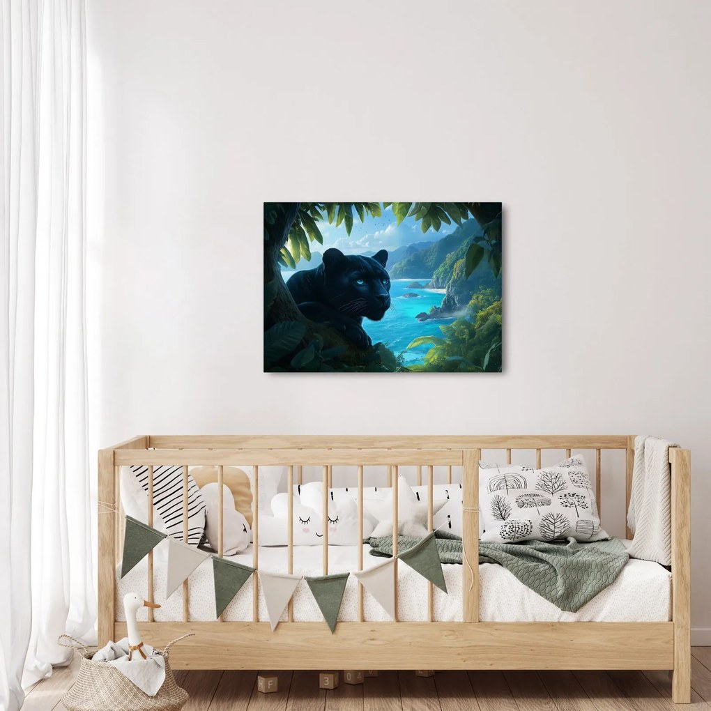 Obraz - Czarny panter w dżungli (70x50 cm)