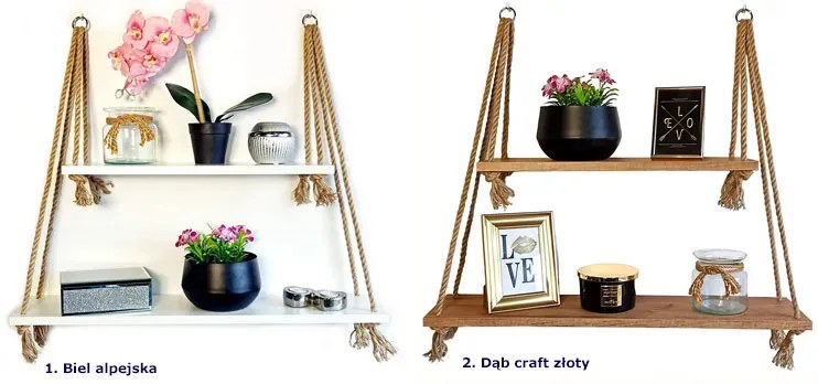 Nowoczesne półki wiszące dąb craft złoty M9-C38