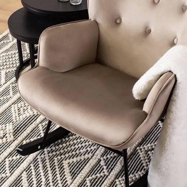 Beżowy bujany fotel wypoczynkowy S1-Z44