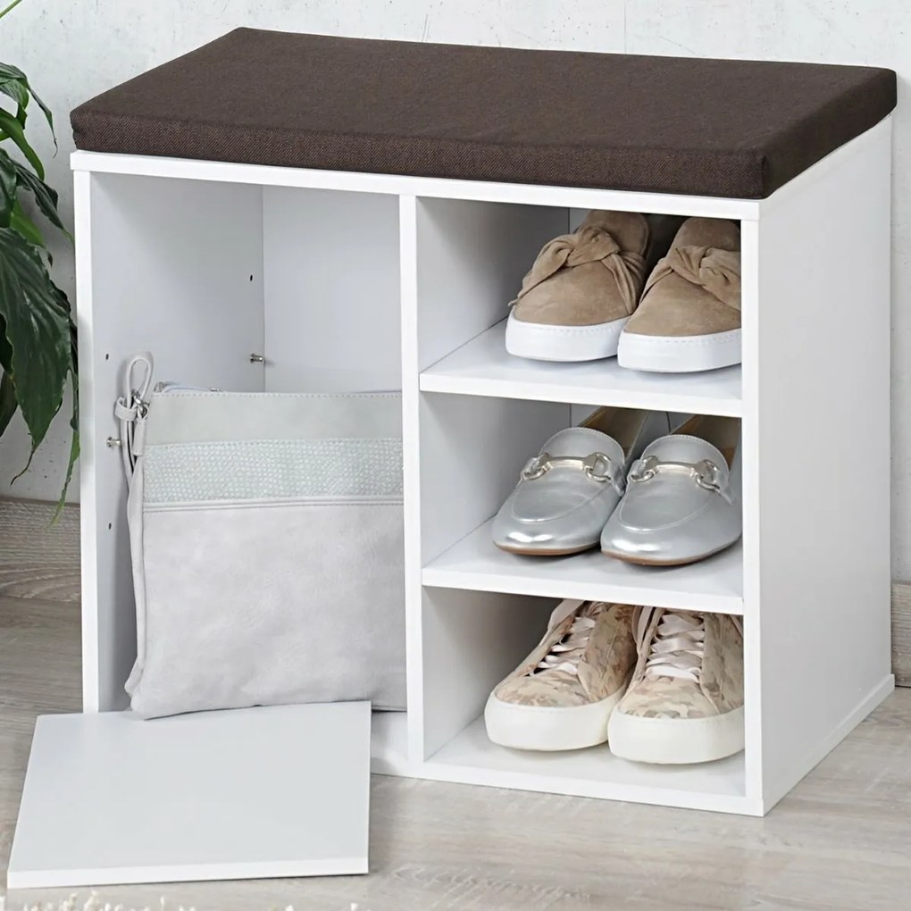 Kesper 15915 Szafka na buty z siedziskiem, biała,51,5 x 48 x 29,5 cm