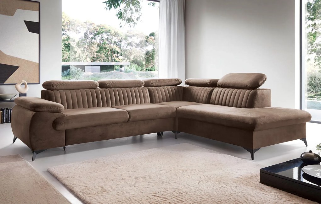 Brązowy narożnik rozkładany z pojemnikiem B0-B39