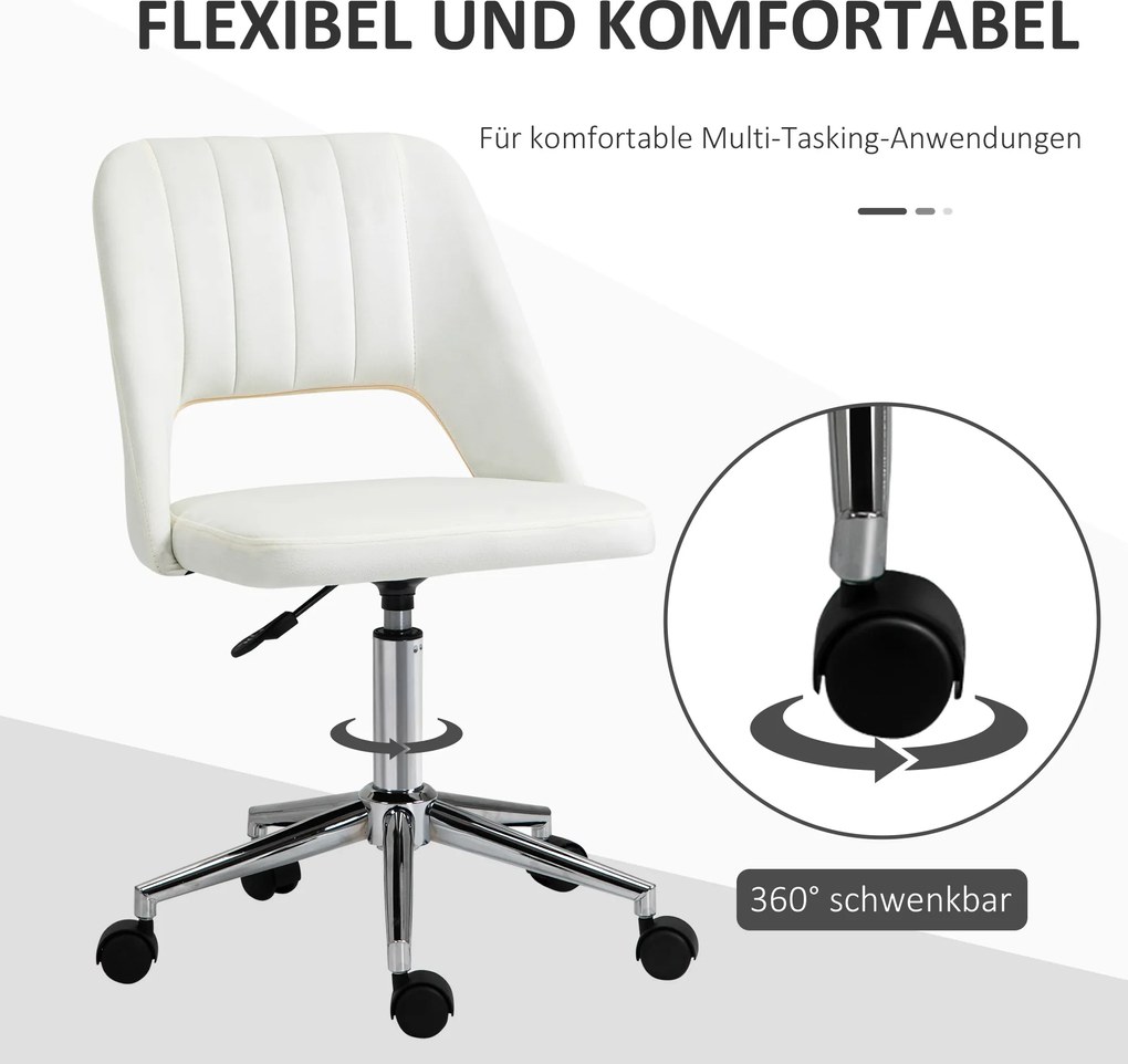 Vinsetto Krzesło Biurowe Obrotowe Kształt Muszli Pielgrzyma Regulowane Aksamitnopodobny Poliester Beżowe | Aosom PL