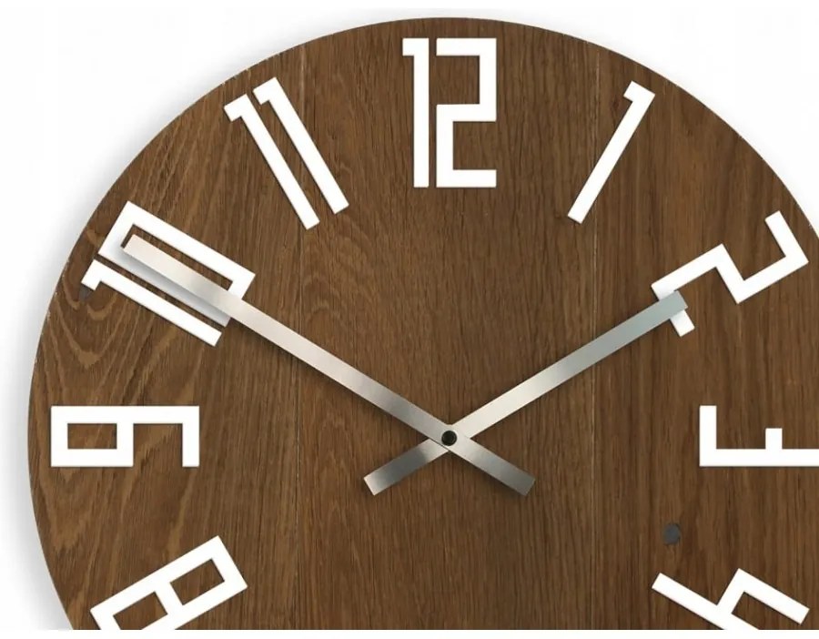 Zegar na ścianę nowoczesny drewniany z dużymi cyframi okrągły cichy loft