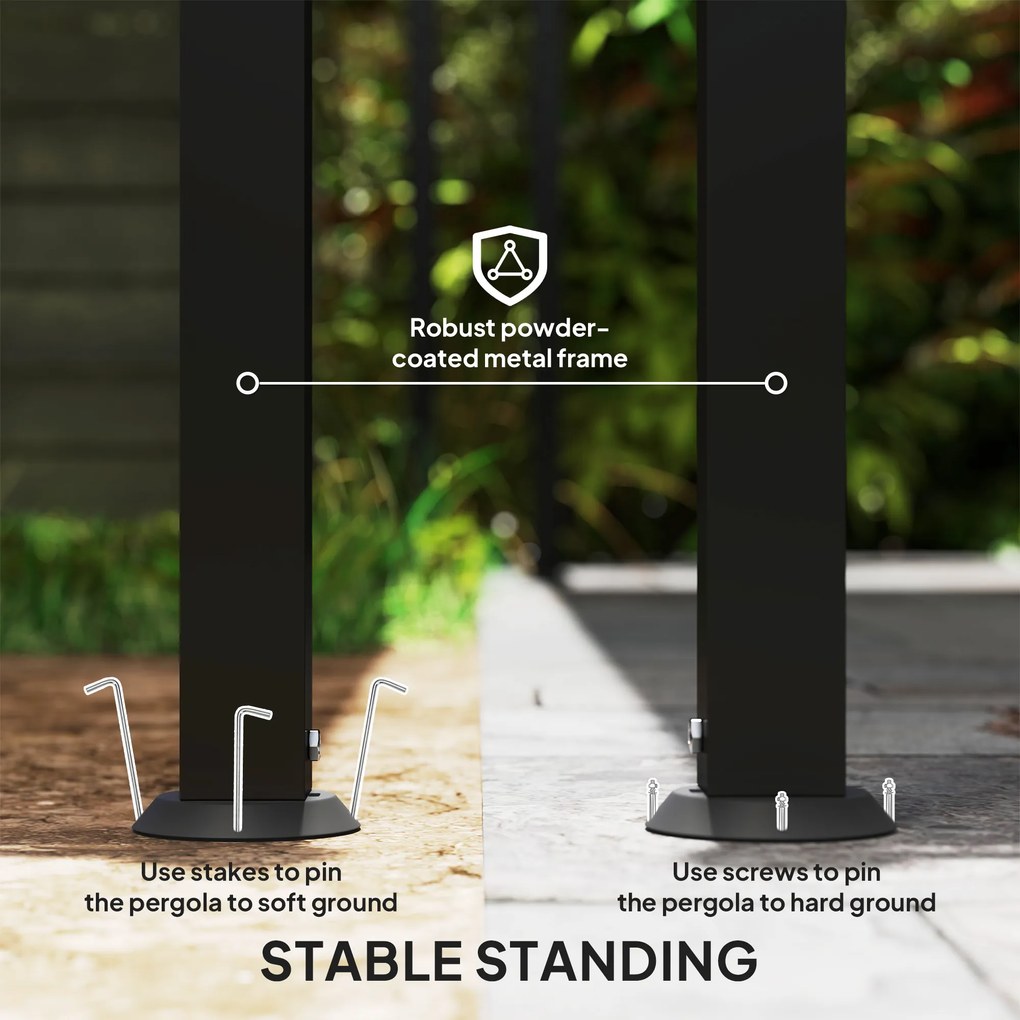 Outsunny Pergola 2,5 x 3 m, Pawilon Ogrodowy Montowany na Ścianie, Odporny na Wodę, Metalowy Stelaż, Otwory Odpływowe, Zadaszenie Przeciwcieniowe, Kremowy