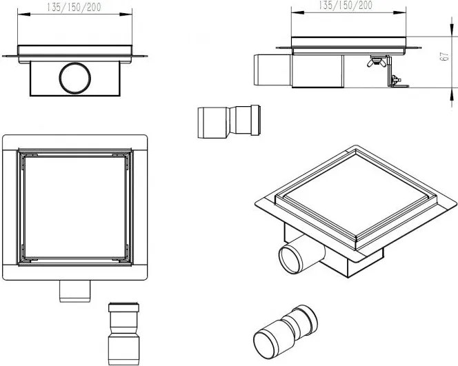 Odpływ prysznicowy ze stali nierdzewnej S8