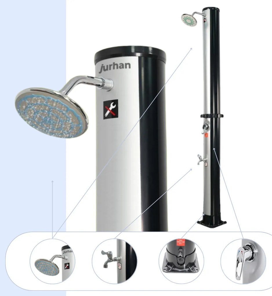 Jurhan Prysznic solarny KARIBIK, 35l, srebrna/czarna