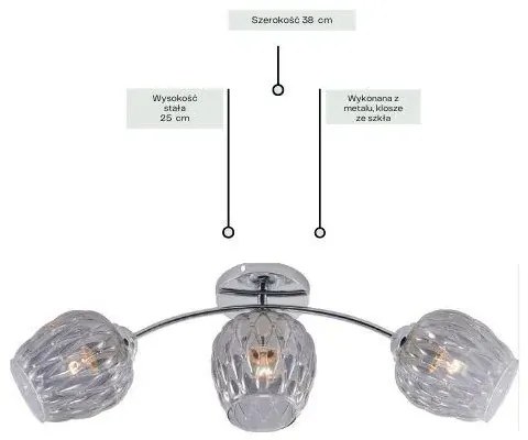 Potrójny żyrandol z chromowym łukowatym ramieniem - V189 A5-S87