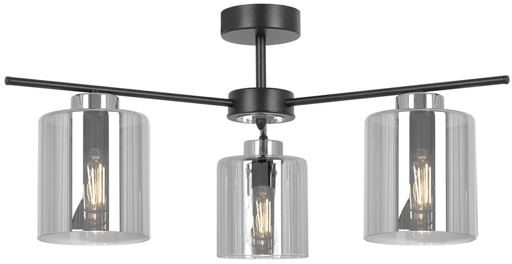 Lampa sufitowa z trzema kloszami grafitowa B7-P83
