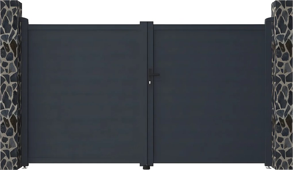 Brama wjazdowa rozwierna NAZARIO, pełna, z aluminium w kolorze antracytowym – 300 × 173 cm (szer. × wys.)