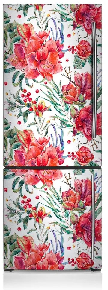 Okleina magnetyczna na lodówkę Czerwone kwiaty