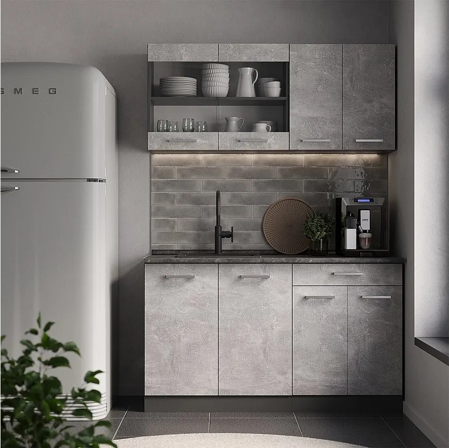 Pojedyncza kuchnia beton/antracyt 140x46x81.6 r-line