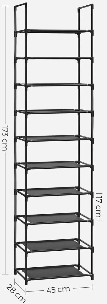 Wysoki Regał Czarny Na Buty G7-T02