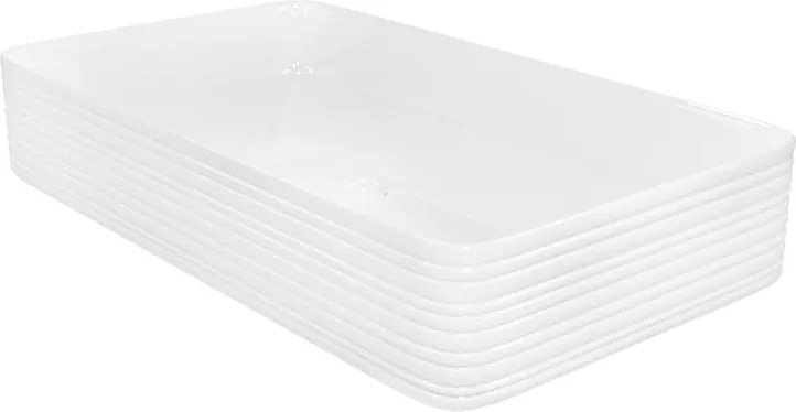 Umywalka ceramiczna nablatowa prostokątna ryflowana biała 67 x 38 cm LAMI
