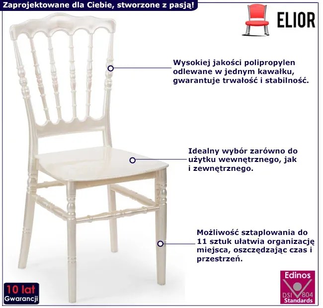 Eleganckie Krzesło Chiavari Kolor Perłowy M4-C43