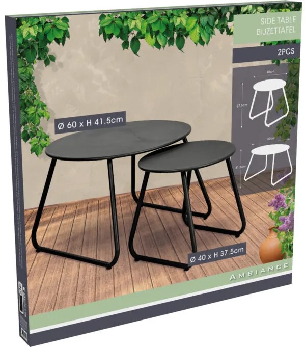 Zestaw stolików kawowych metalowych, Ø 40 cm, Ø 60 cm