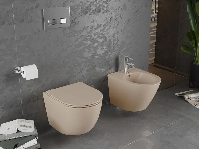 Mexen Lena miska wc Rimless z deską wolnoopadającą slim, duroplast, cappuccino mat - 30224064