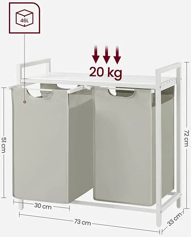 Biała Szafka Z 2 Koszami Na Pranie F2-F37