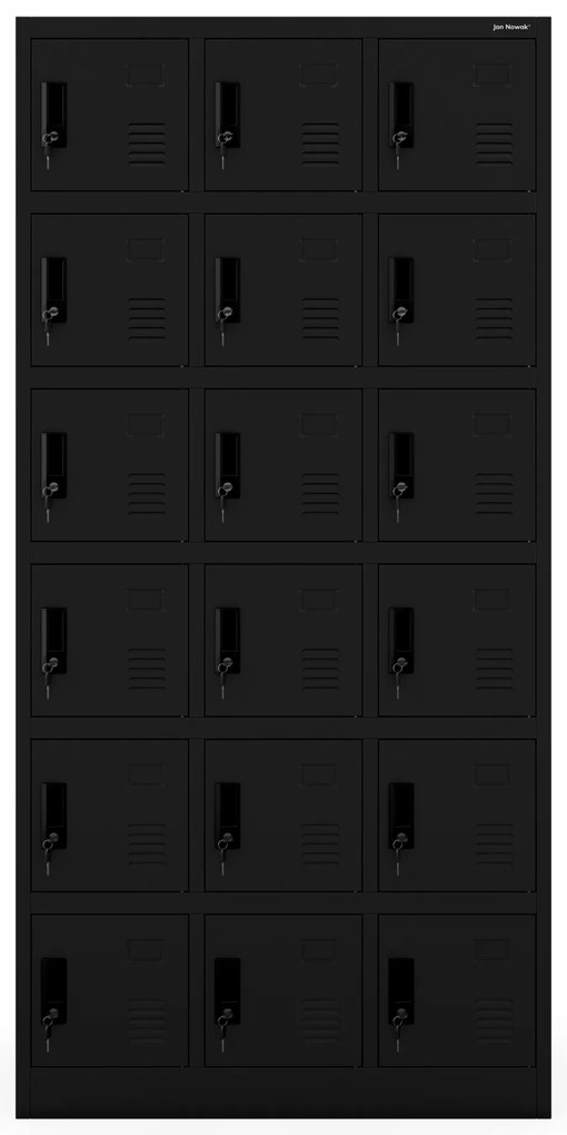 Skrytkowa szafa socjalna KAROL, 900 x 1850 x 400 mm, czarna