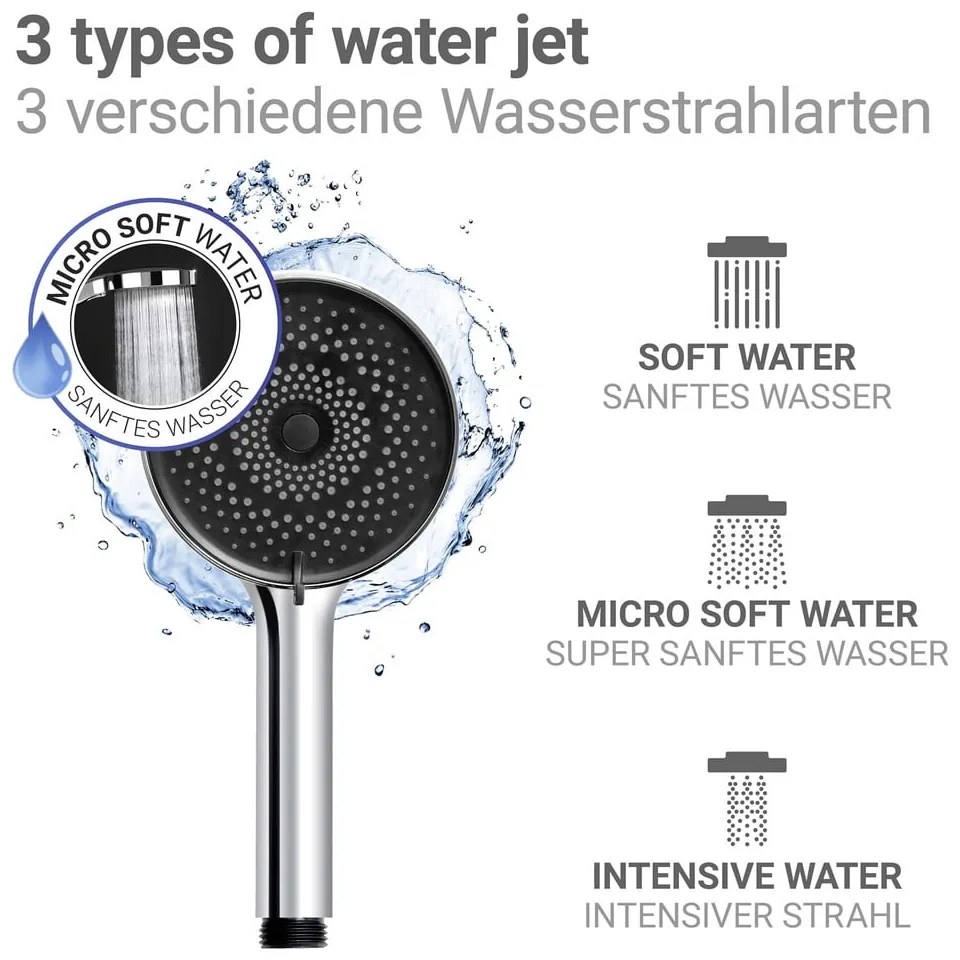 Plastikowa słuchawka prysznicowa w kolorze srebra ø 12 cm Softwater – Wenko