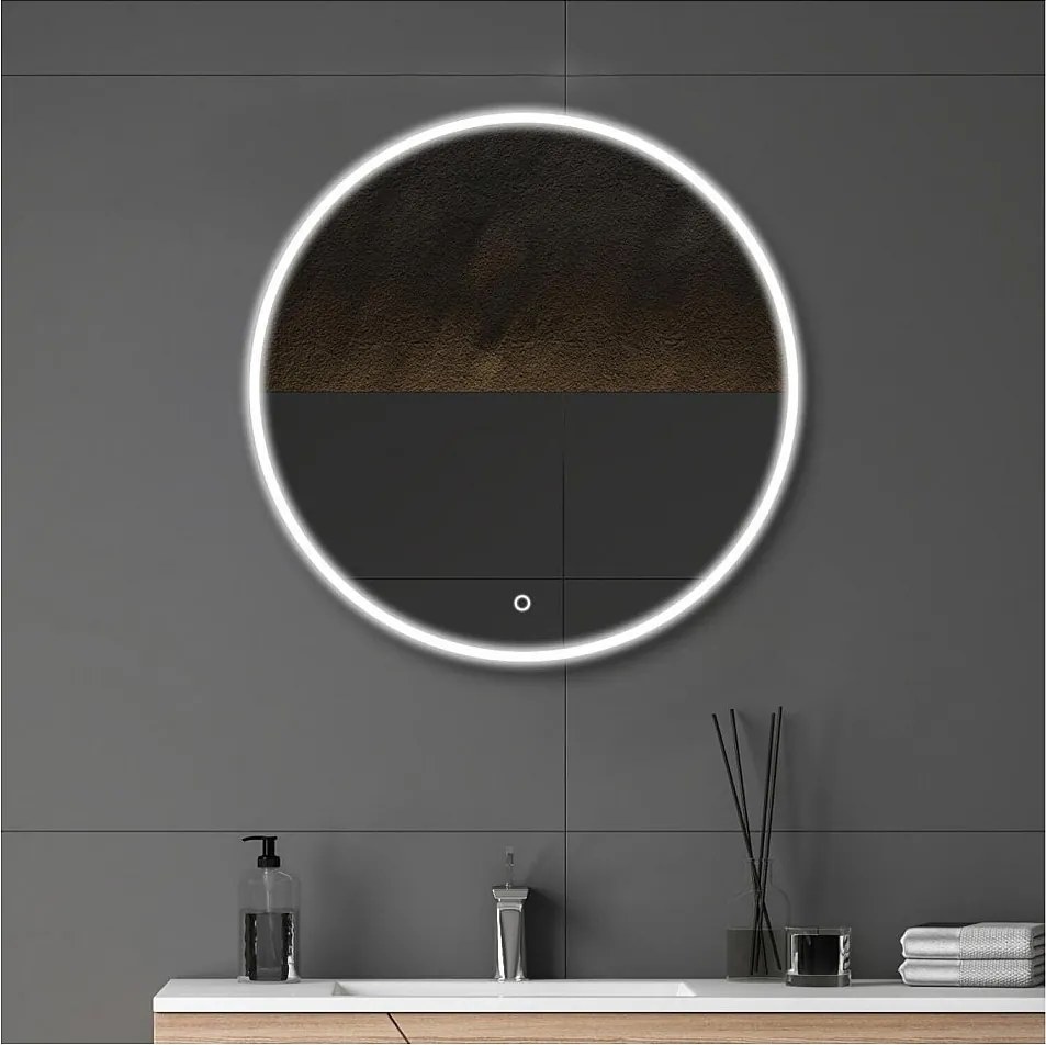 Lustro okrągłe LED D60/70/80cm z podświetlaną ramą ORAYA