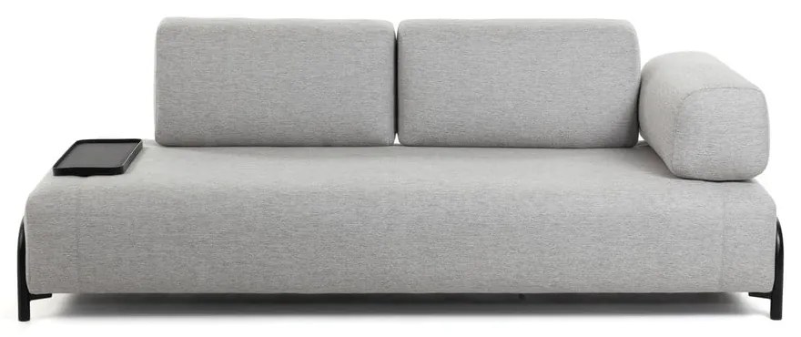 Jasnoszara sofa z małym stolikiem Kave Home Compo