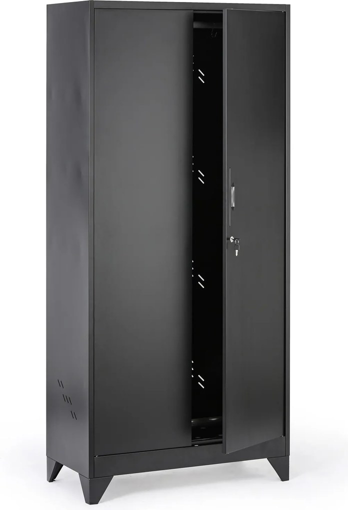 Metalowa szafa wielofunkcyjna, 1930 x 860 x 420 mm, czarny