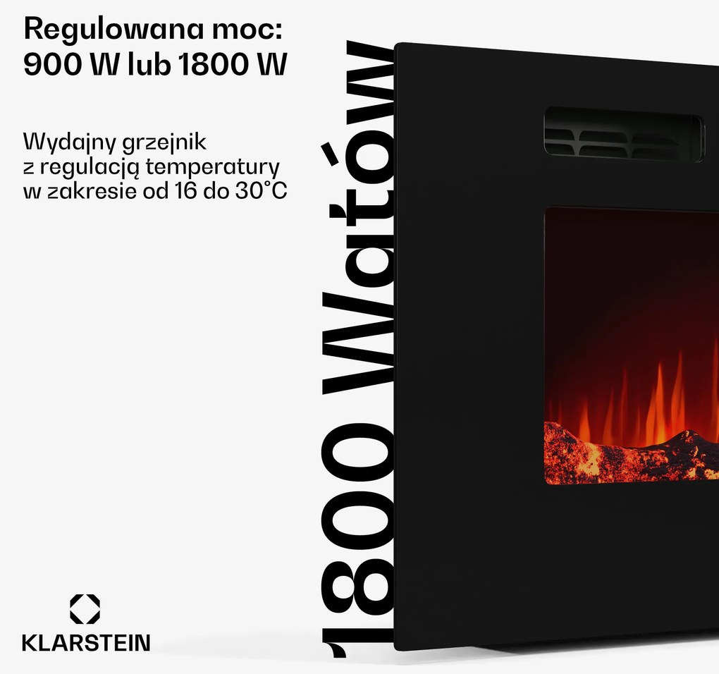 Klarstein Galeras Smart kominek elektryczny, 2 stopnie grzania, 16 – 30°| technologia IOT