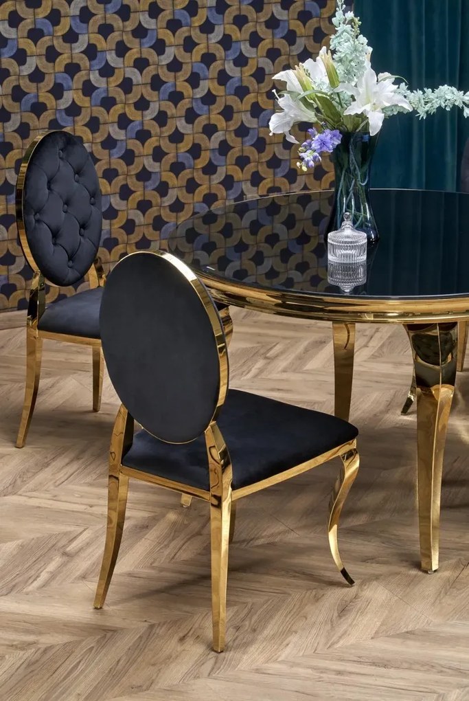 Krzesło tapicerowane K556 VELVET czarne/złote HALMAR