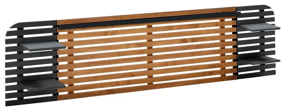Czarny zagłówek z drewna sosnowego 240x62 cm Dimas – Marckeric