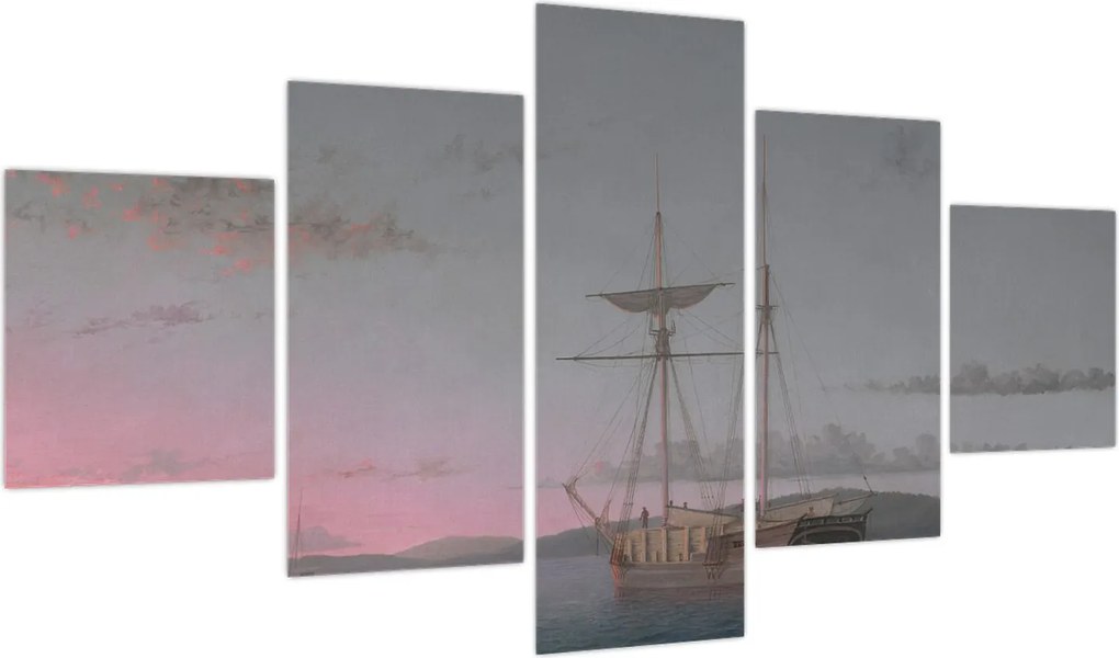 Obraz - Fitz Henry Lane, Lumber Schooners at Evening on Penobscot Bay, reprodukcje (125x70 cm)
